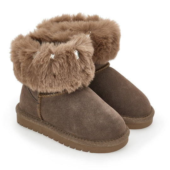 Girls Brown Faux Fur Boots
