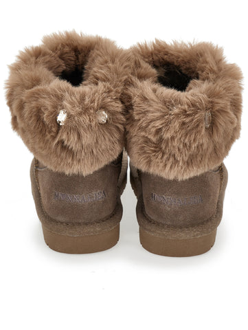 Monnalisa Girls Brown Faux Fur Boots