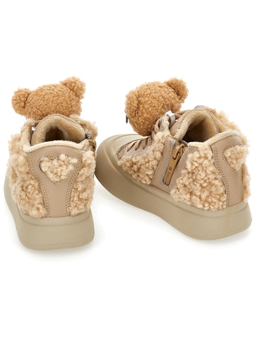 Monnalisa Girls Beige Teddy Trainers