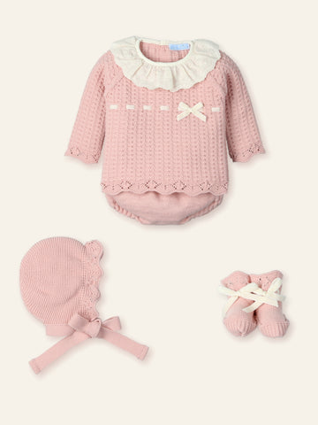 Mac Ilusion Baby Girls Rose Knitted Set