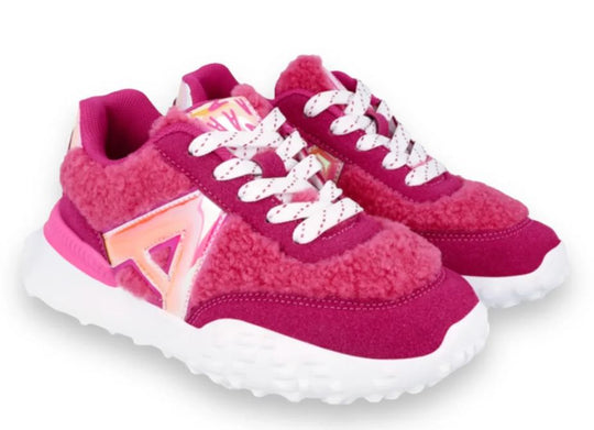 Girls Fucsia Fluffy Trainers