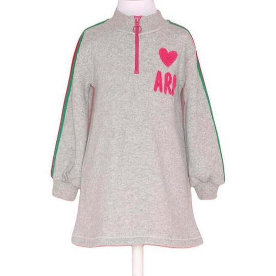 Girls Grey Heart Print Dress