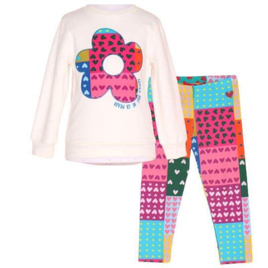 Girls Ivory Flower Legging Set