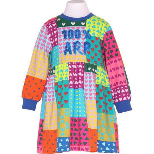 Girls Multi coloured Heart Patch Dress