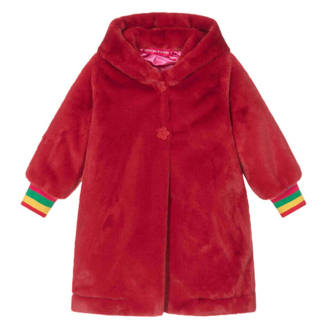 Girls Red Faux Fur Coat Liverpool