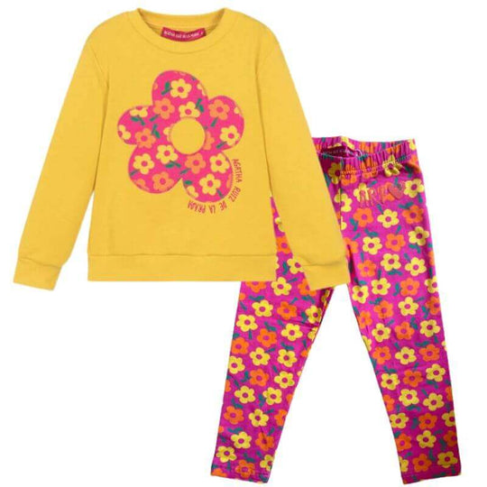 Girls Yellow  Flower Legging Set