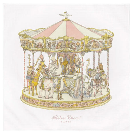 Atelier Choux Paris Baby Pink Carousel Swaddle with Gift Box