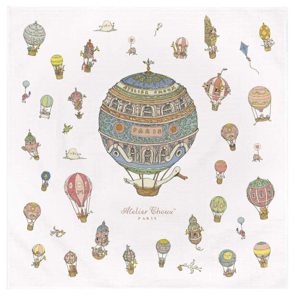 Atelier Choux Paris White Hot Air Balloon Swaddle with Gift Box