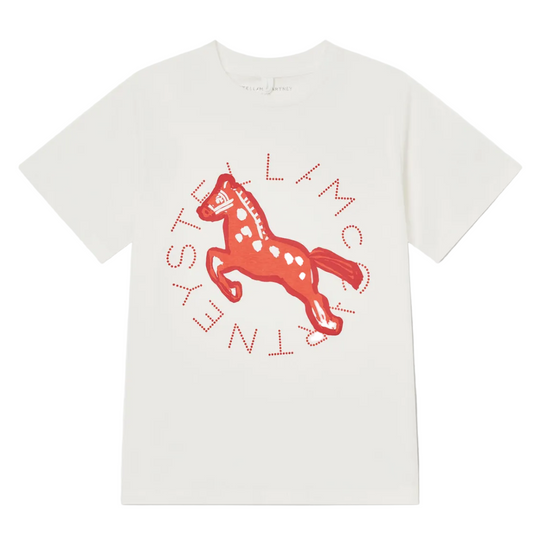 Girls White Horse Tshirt