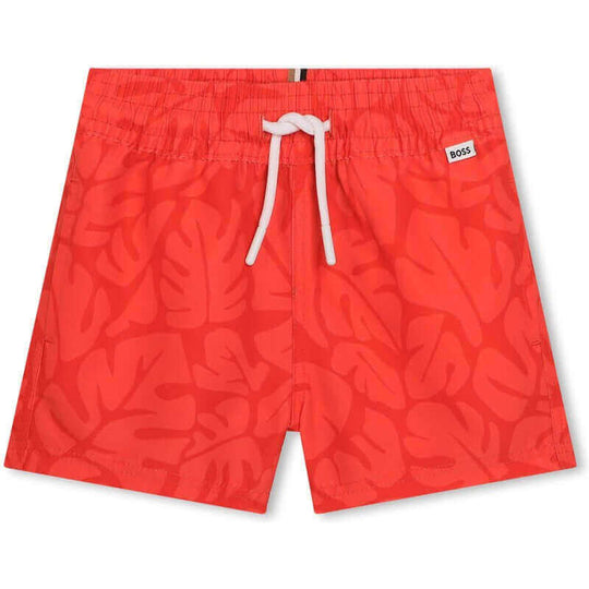 Baby Boys Red Print Swimming Shorts