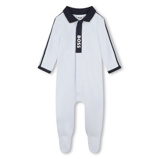 Baby Boys Sky Blue Logo  Babygrow