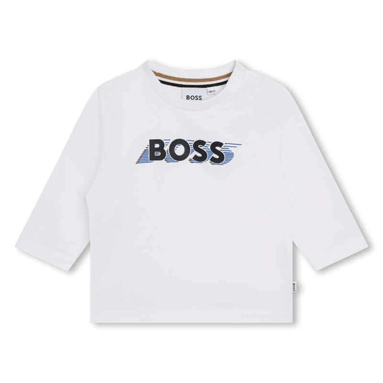 Baby Boys White Logo Long Sleeve T-Shirt
