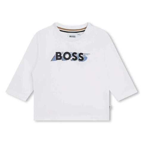 BOSS Baby Boys White Logo Long Sleeve T-Shirt