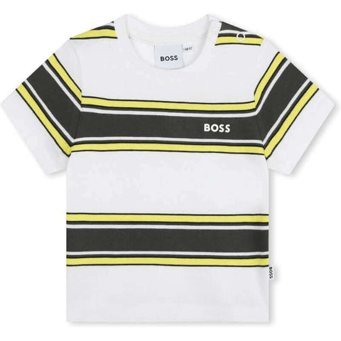 BOSS Baby Boys Yellow & Navy Stripe Short Sleeve T-Shirt