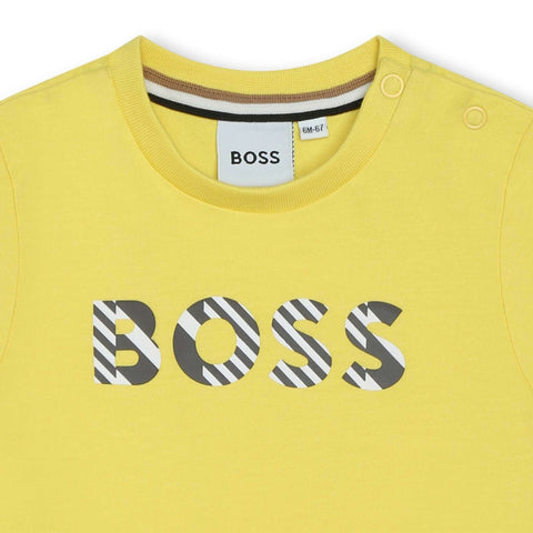 BOSS Baby Boys Yellow Short Logo Sleeve T-Shirt