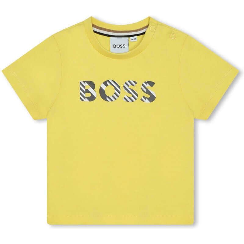 BOSS Baby Boys Yellow Short Logo Sleeve T-Shirt