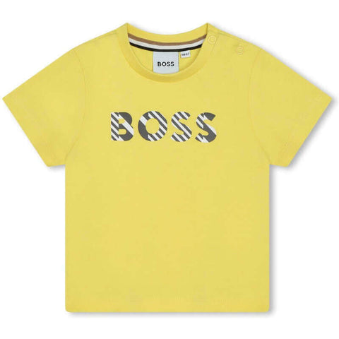 BOSS Baby Boys Yellow Short Logo Sleeve T-Shirt