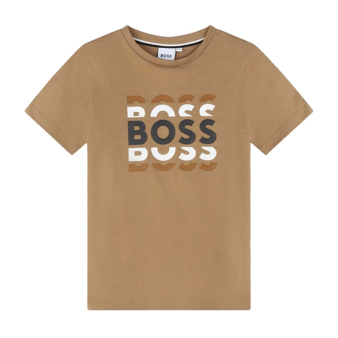 BOSS Boys Beige Logo Short Sleeve T-Shirt