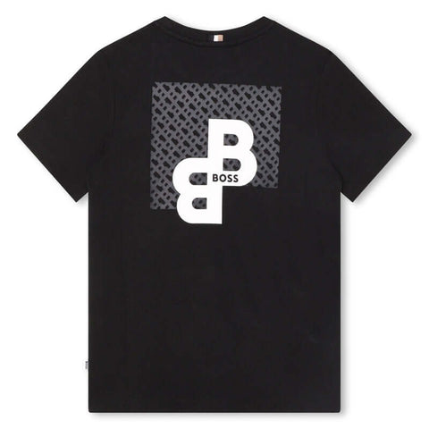 BOSS Boys Black Cotton Logo T-Shirt