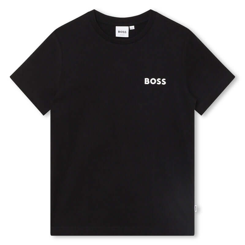 BOSS Boys Black Cotton Logo T-Shirt