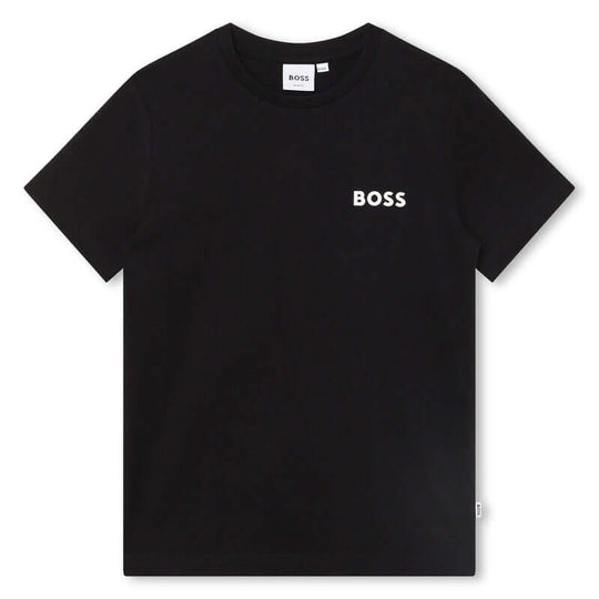 Boys Black Cotton Logo T-Shirt