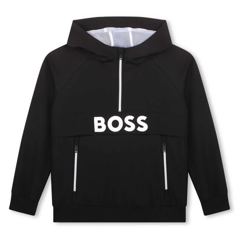 BOSS Boys Black Half Zip Sweatshirt