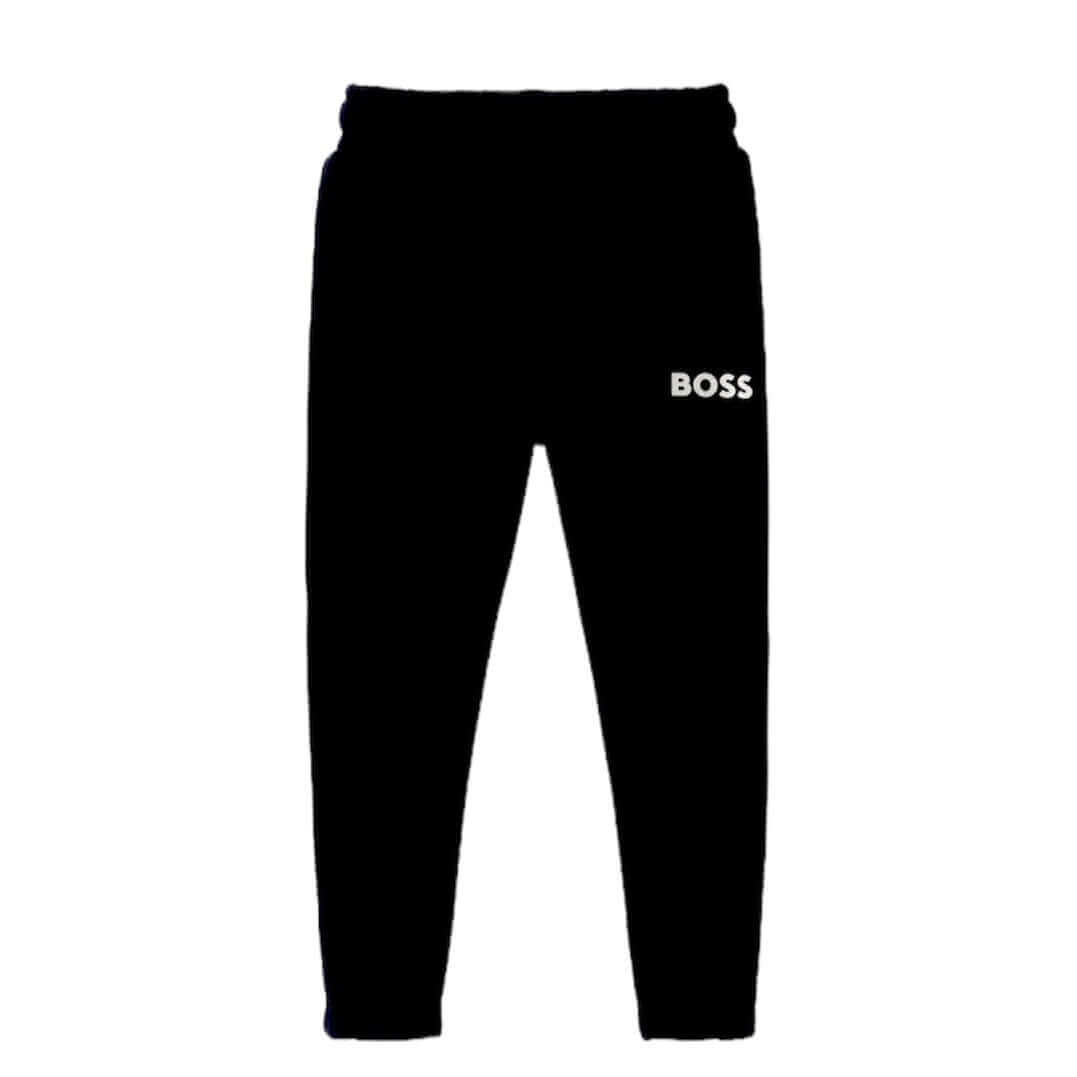 BOSS Boys Black Logo Jogging Bottoms
