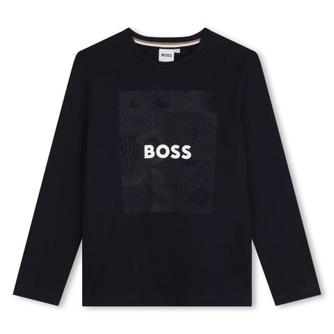 BOSS Boys Black Long Sleeve T-shirt