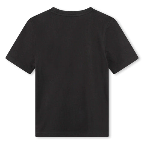 BOSS Boys Black Mixed Print Logo T-Shirt