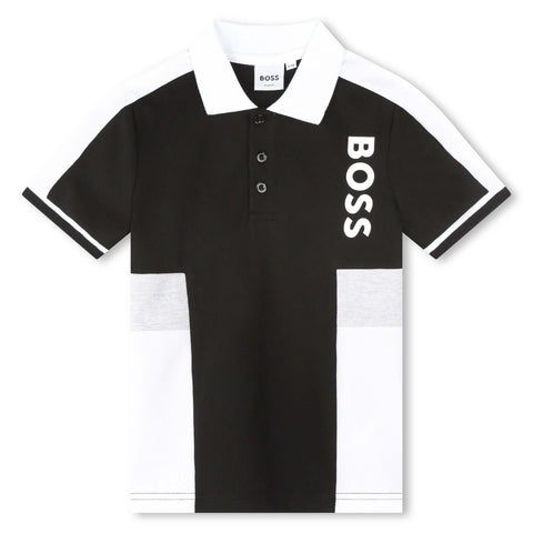 BOSS Boys Black Short Sleeve Polo