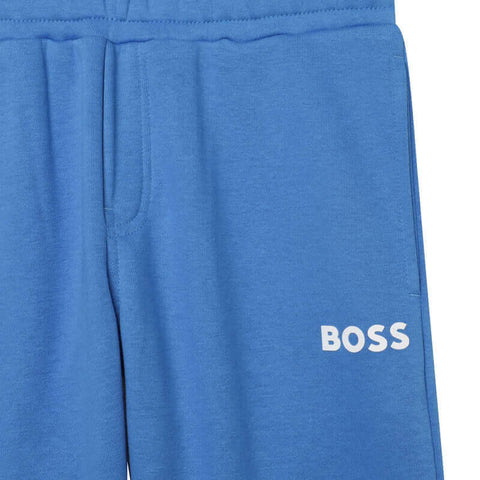 BOSS Boys Blue Logo Jogging Bottoms