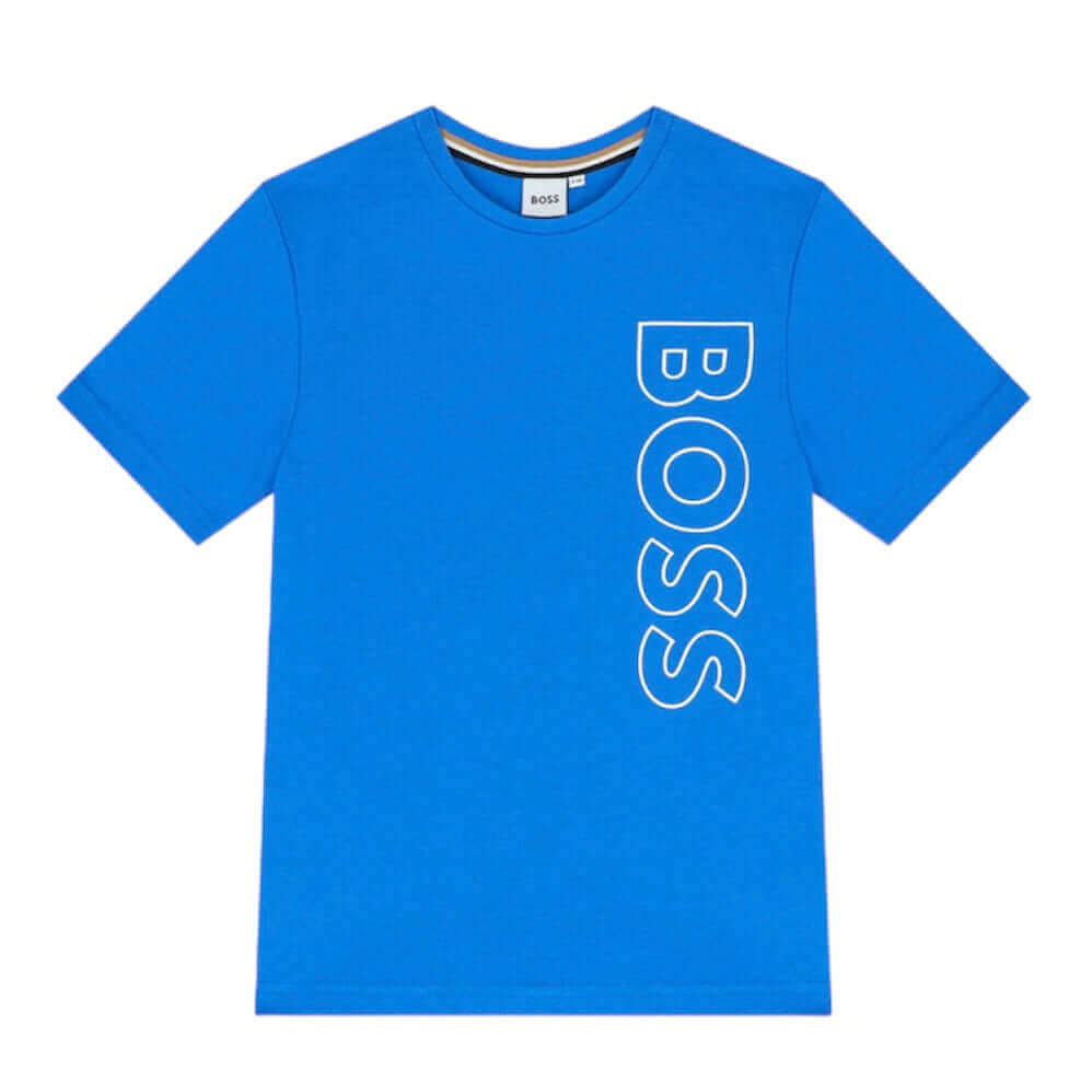 BOSS Boys Blue Side Logo Short Sleeve T-Shirt