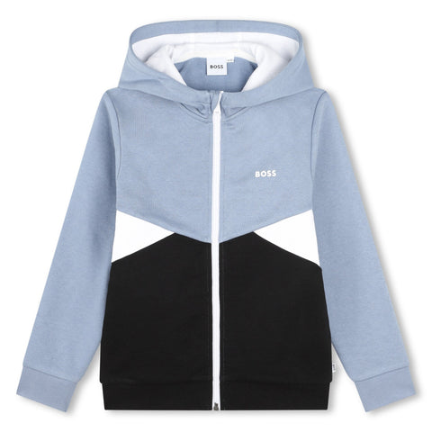 BOSS Boys Blue Zip Up Hoodie