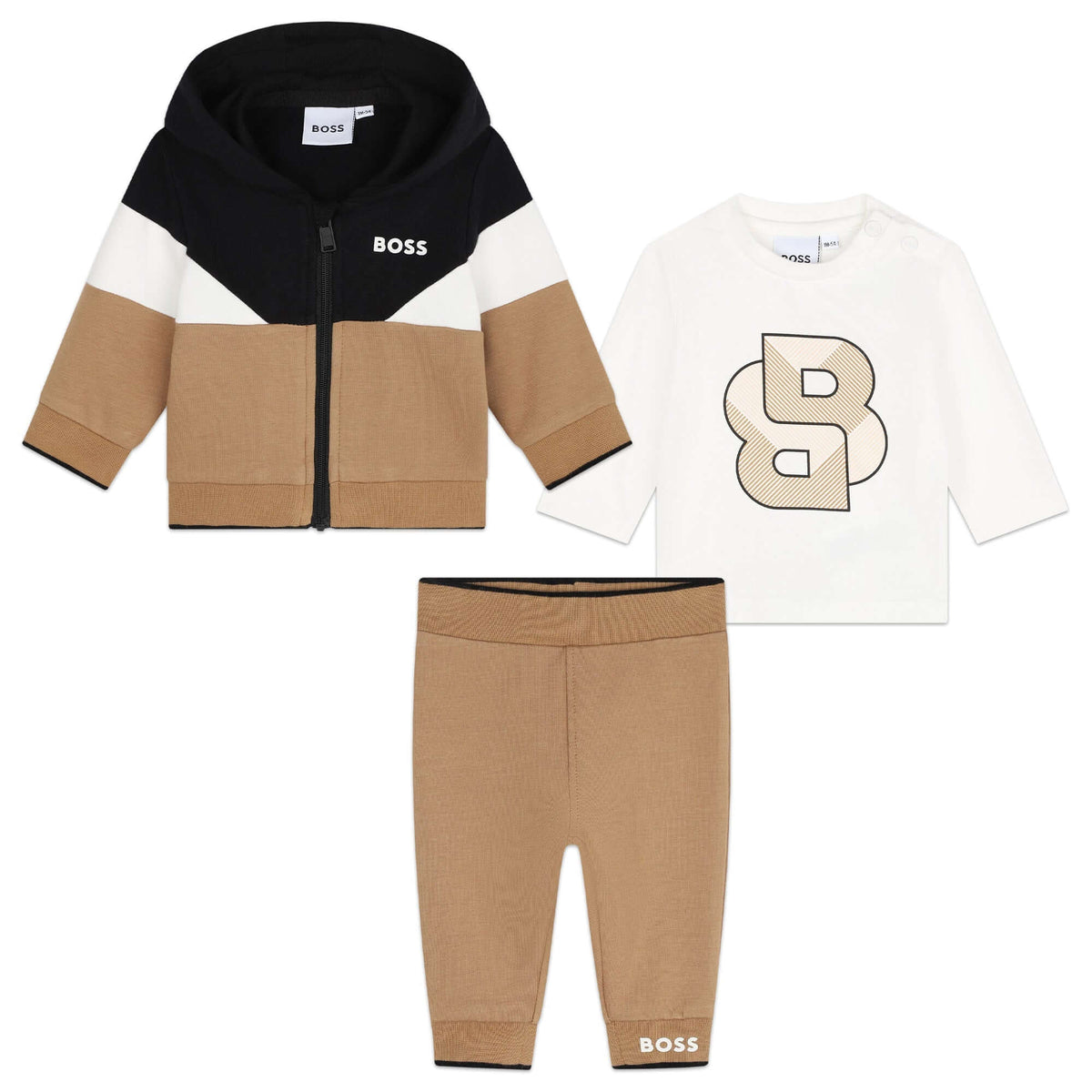 BOSS Boys Brown 3 Piece Tracksuit