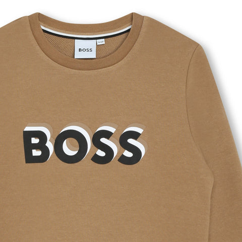 BOSS Boys Brown Logo Sweatshirt