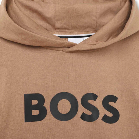 BOSS Boys Camel Hooded Logo Sweatshirt