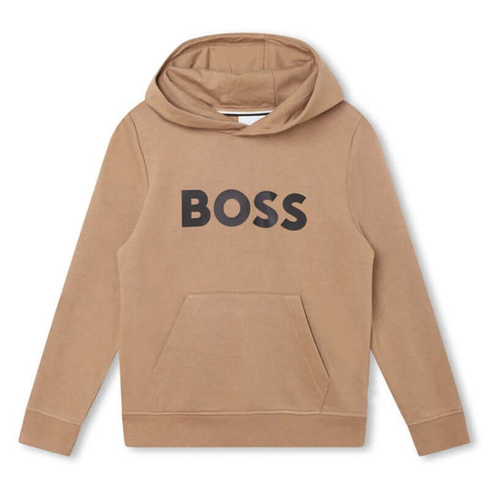 Boys Camel Hooded Logo Sweatshirt