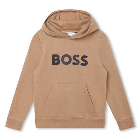 BOSS Boys Camel Hooded Logo Sweatshirt