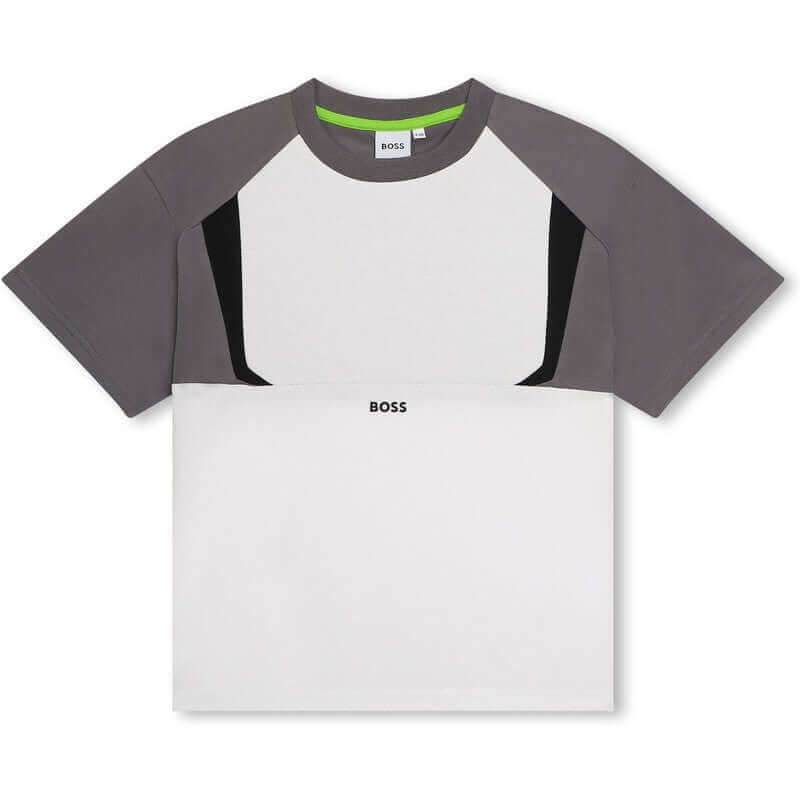BOSS Boys Grey Block Short Sleeve T-Shirt