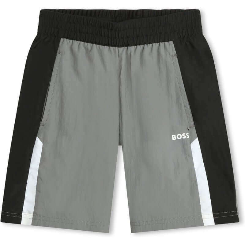 BOSS Boys Grey Block Shorts