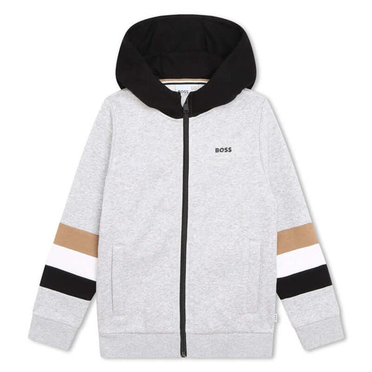 Boys Grey Hooded Cardigan