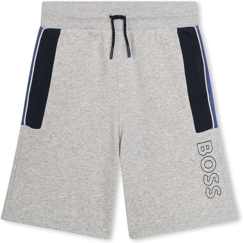 BOSS Boys Grey Logo Jersey Shorts
