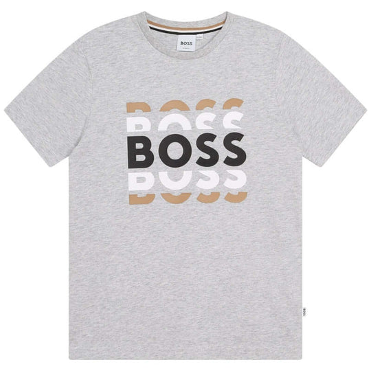 Boys Grey Short Sleeve Cotton T-Shirt