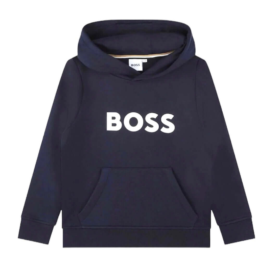 BOSS Boys Navy Logo Hooded Sweatshirt