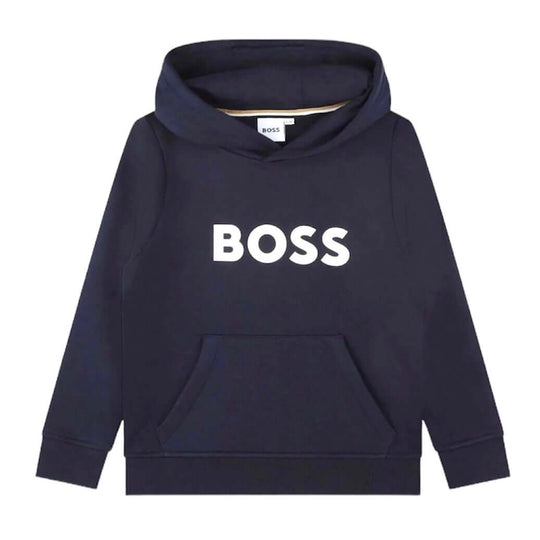Boys Navy Logo Hooded Sweatshirt