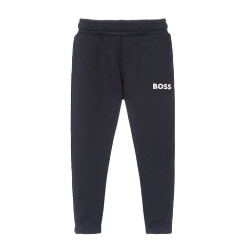 BOSS Boys Navy Logo Jogging Bottoms