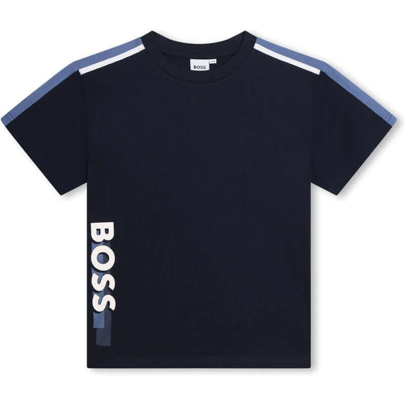 BOSS Boys Navy Side Logo Short Sleeve T-Shirt