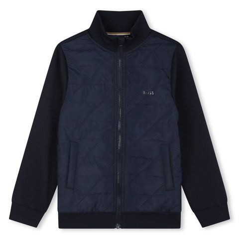 BOSS Boys Navy Zip Up Cardigan