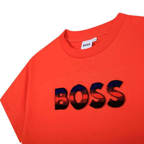 BOSS Boys Orange Logo Short Sleeve T-Shirt