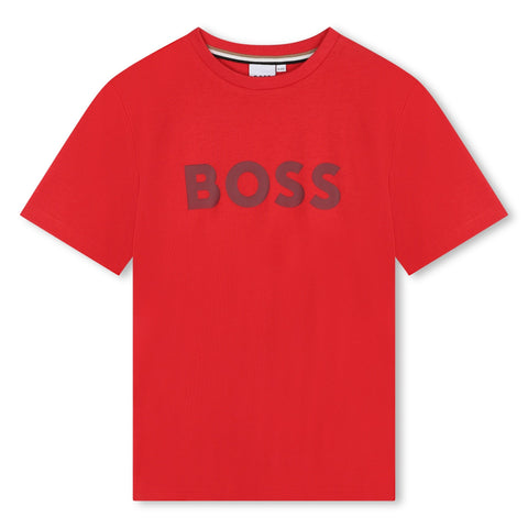 BOSS Boys Red Short Sleeve T-shirt